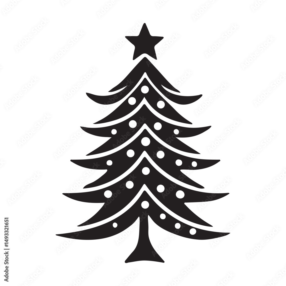 Obraz premium Christmas Tree Silhouette Vector Illustration