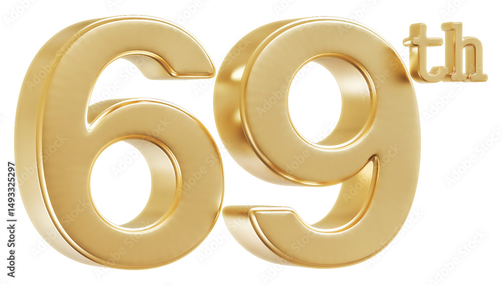 69th Anniversary Golden Number 3D Illustration 69th Anniversary Golden Number 3D Illustration