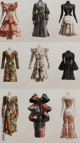Virtual outfit creation powered by AI fashion design software, enabling rapid prototyping and innovative clothing concepts.