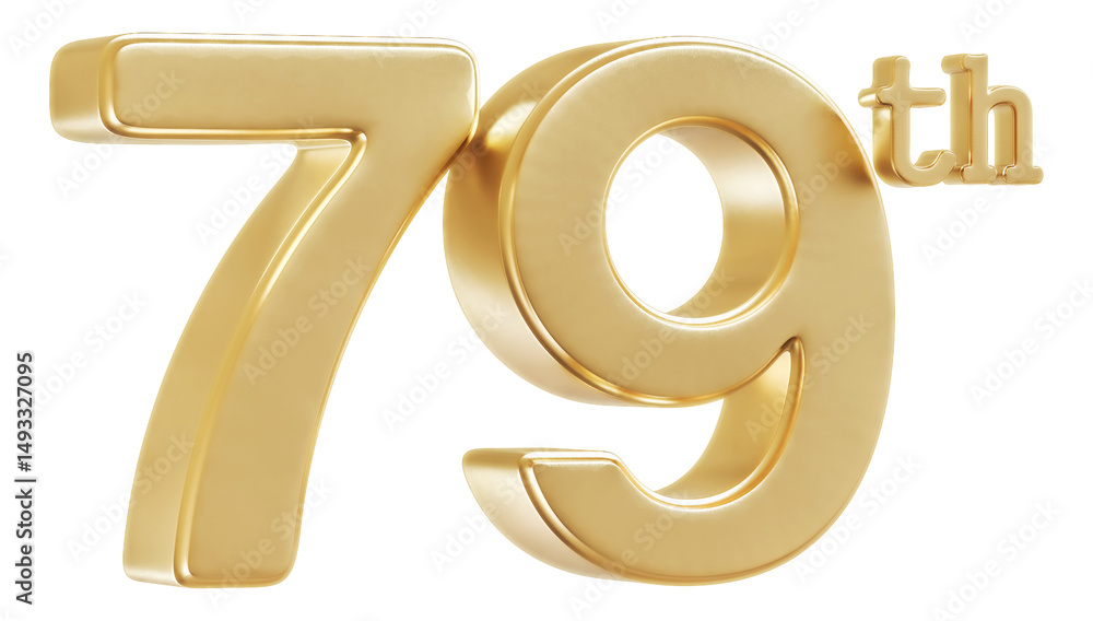 79th Anniversary Golden Number 3D Illustration 79th Anniversary Golden Number 3D Illustration