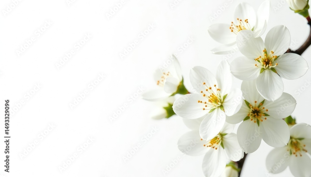 Obraz premium Delicate white blossoms against pure white background, blossom, studio, wonder