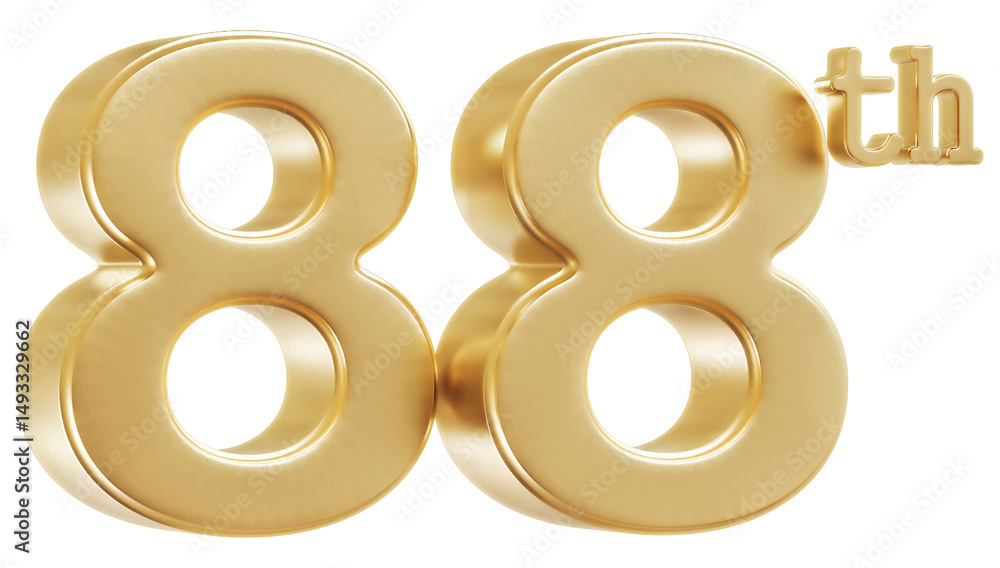 88th Anniversary Golden Number 3D Illustration 88th Anniversary Golden Number 3D Illustration