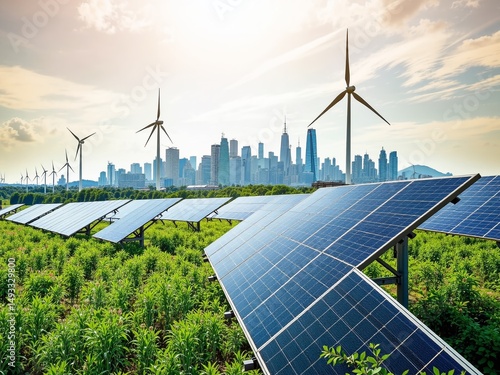 Wallpaper Mural Clean Energy Field Meets Urban Skyline Torontodigital.ca