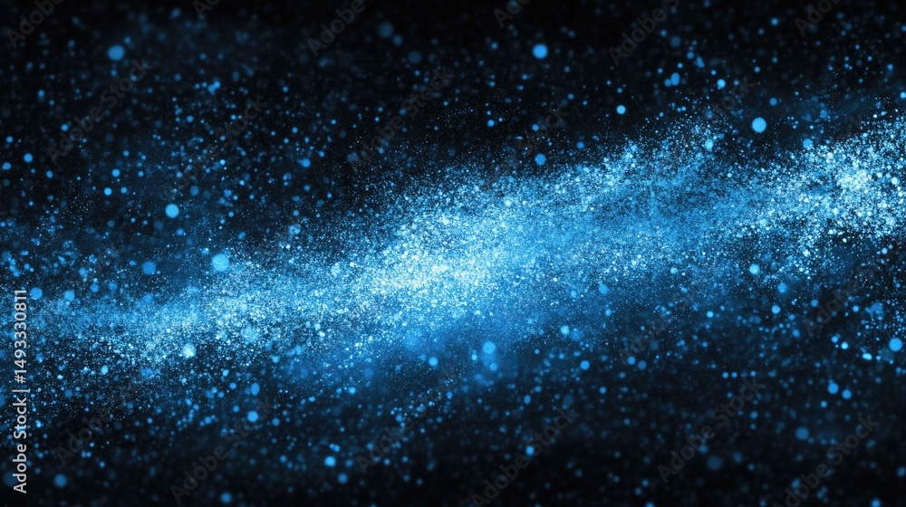 Fototapeta premium Abstract blue particles on a dark background create a dynamic effect