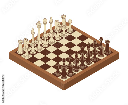 Chess on chessboard. Ancient game