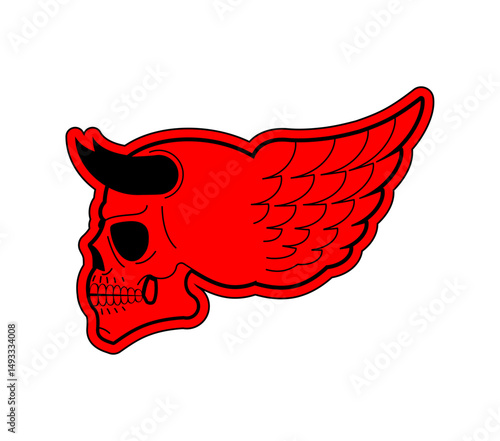 Skull with horns and wings. Symbol of demons and Satan