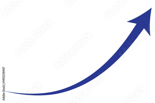 Upward blue curved arrow icon Business Growth, Success, Finance, Profit Increase, Positive Trend, Analytics, Marketing, Economic Rise, Stock Market, Investment, and Performance Concept
