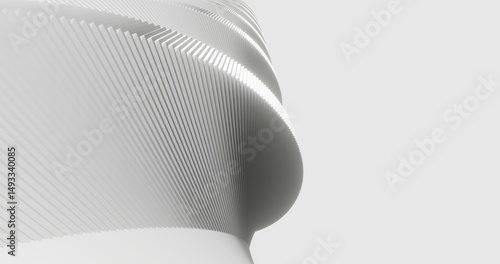 Abstract white background spiral geometric pattern of design 3d render