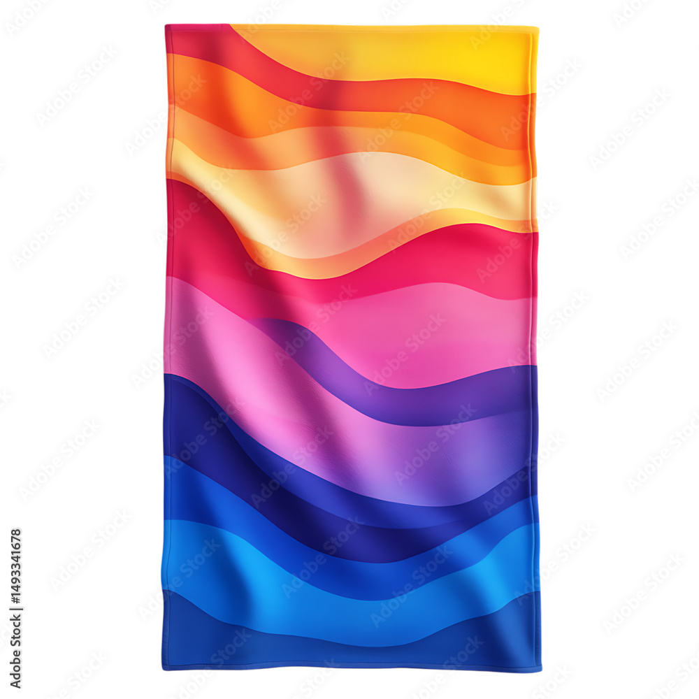 Fototapeta premium Modern Beach Towel with Large Asymmetric Digital Gr Isolated on Transparent Background