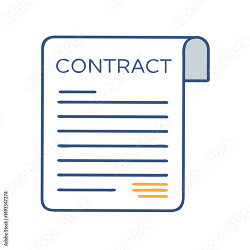 Professional contract document icon isolated on white background
