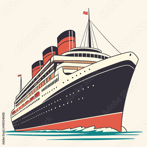 Wallpaper Mural Vintage ocean liner cruise ship retro travel poster design Torontodigital.ca
