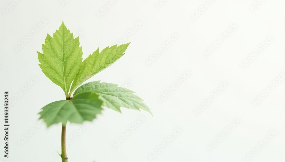 Single, delicate sapling against pure white backdrop, image, delicate, element Single, delicate sapling against pure white backdrop, image, delicate, element