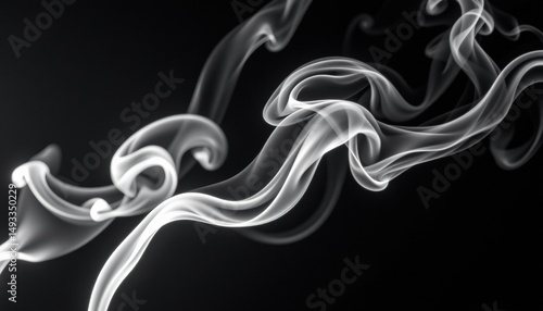 Fluid white smoke swirling on a dark background.