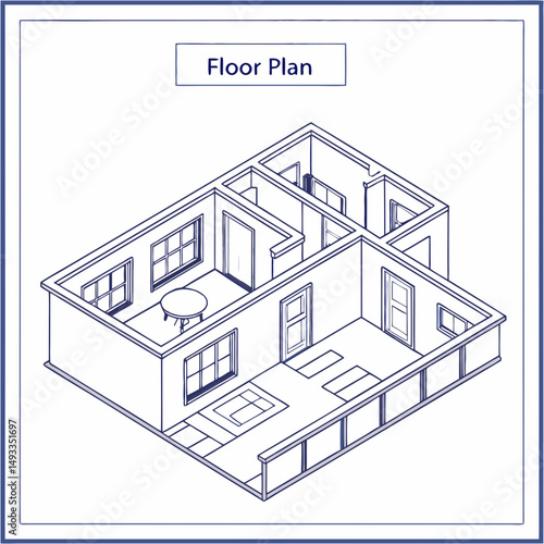 Isometric floor plan modern house design home blueprint