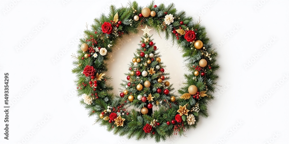 Elegant Christmas Wreath with Central Tree Elegant Christmas Wreath with Central Tree