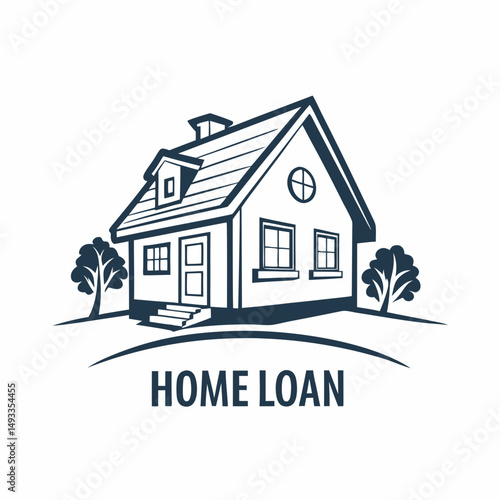 Home loan illustration house trees landscape design