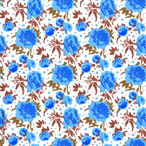 Seamless pattern  with flowers in doodle style. Vector illustration.