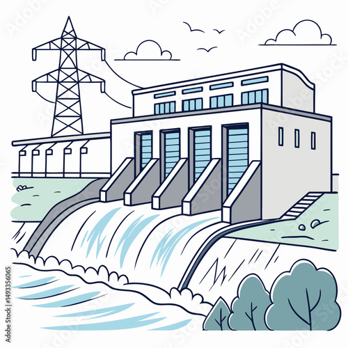 Hydroelectric dam power generation renewable energy source
