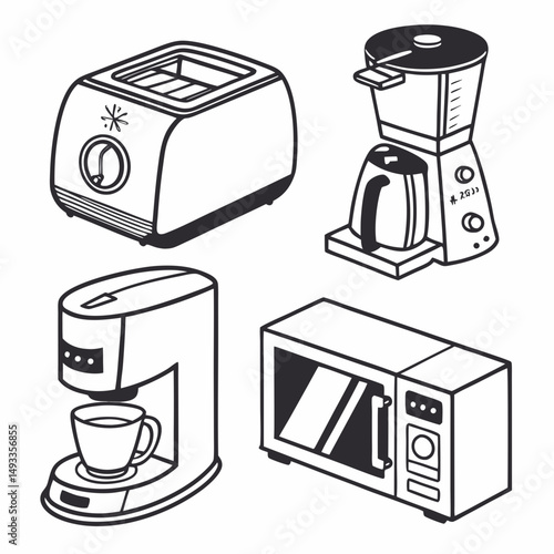 Kitchen appliances toaster coffee maker espresso machine microwave oven