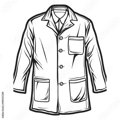 Hand Drawn Lab Coat Illustration Stylish Science and Laboratory Fashion, Medical lab coat