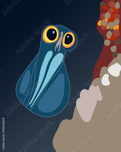 Marine animal plankton, with big eyes. Vector stock illustration eps10. Adobe Illustrator Artwork