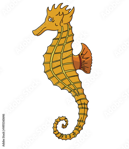 Cute cartoon hand drawn vector seahorse clipart.