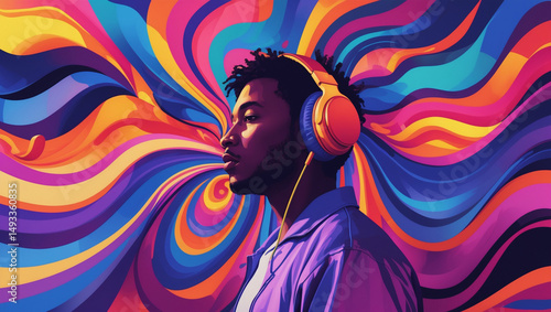 Abstract World Music Day with Sound Waves and Expressive Colors