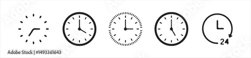  Time and Clock icons set. Clocks icon collection design. clock icon symbol, Victor illustration Eps 10.