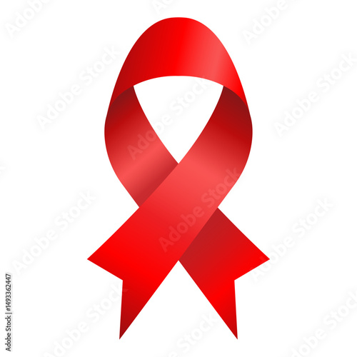 Red awareness ribbon symbol representing HIV AIDS support, heart disease awareness, substance abuse prevention and stroke campaign vector illustration with transparent background