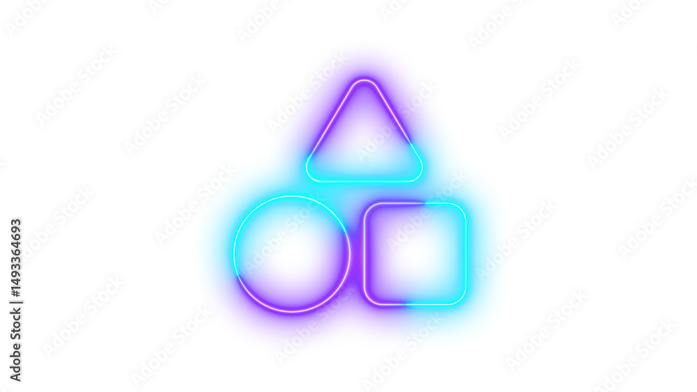 Neon shapes icon glowing with transparent background Neon shapes icon glowing with transparent background