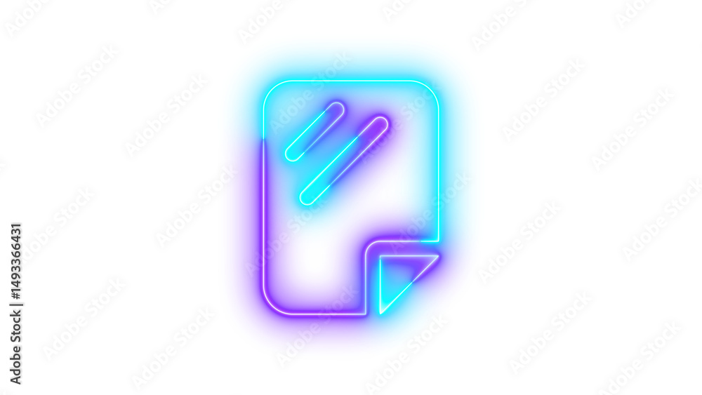 Neon sheet plastic icon glowing with transparent background Neon sheet plastic icon glowing with transparent background