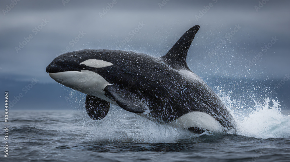 Obraz premium killer whale breaching water