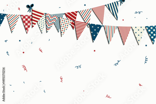 United States of America bunting flags set, vector illustration. Concept for Independence Day.