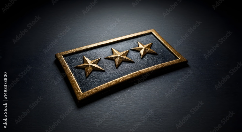 Fototapeta premium Three Stars Emblem Resting on a Dark Textured Surface