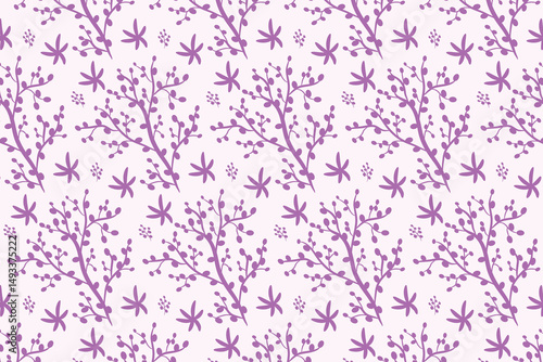 Wallpaper Mural seamless pattern with tree and leaf flowers. plant blossom abstract background illustration  Torontodigital.ca