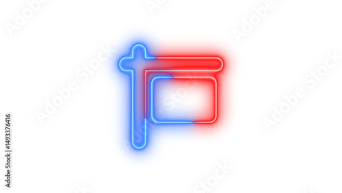 Neon sign hanging icon glowing with transparent background