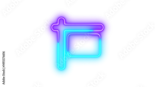 Neon sign hanging icon glowing with transparent background