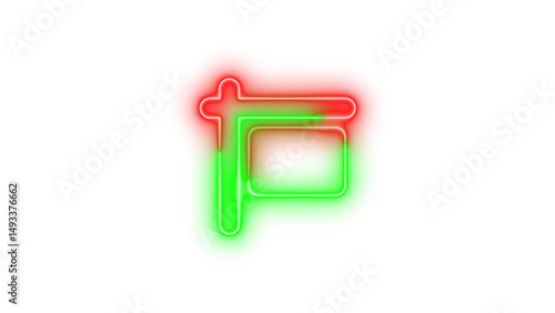 Neon sign hanging icon glowing with transparent background