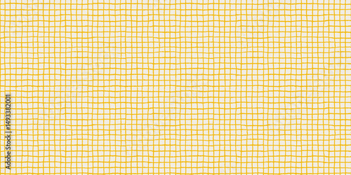 Check pattern seamless background with hand drawn yellow lines and abstract g...