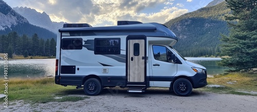 Class B RV Campervan Adventure in Majestic Mountain Lake Setting
