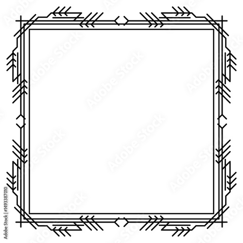 Line geometric frame. Tribal ethnic decorative linear background.