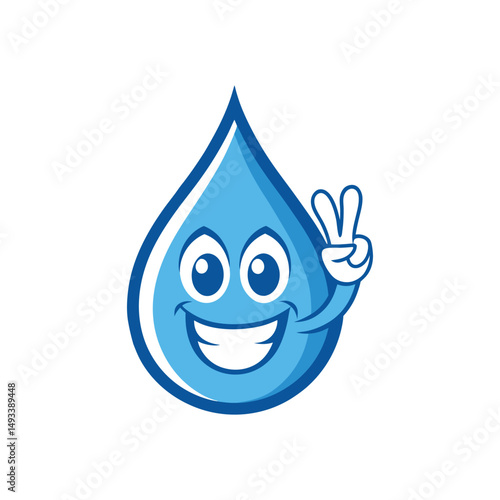 Flat and Minimal Water drop and hand sign logo vector illustration isolated on white background