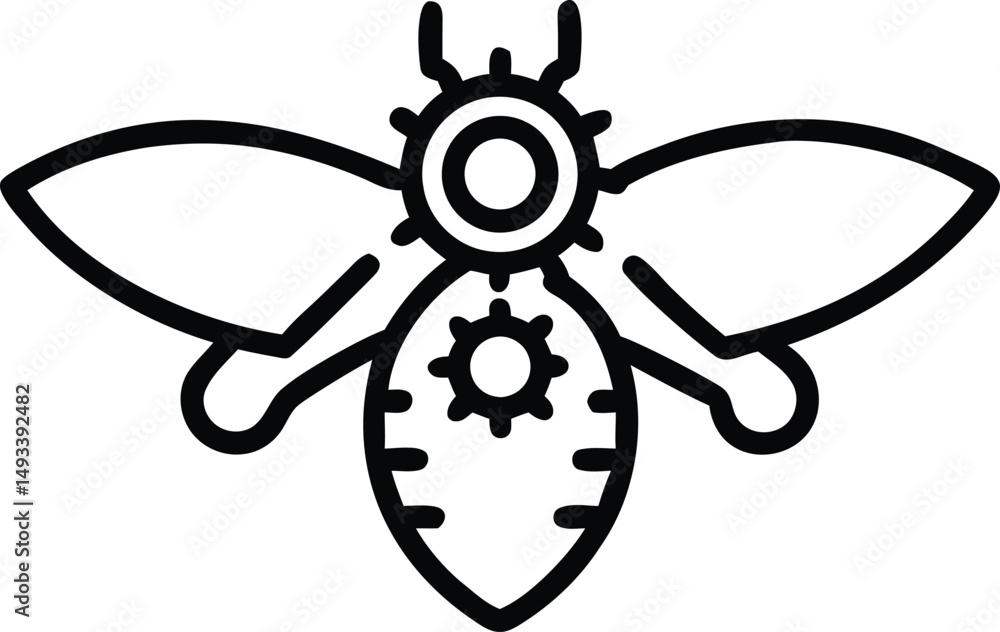 Obraz premium Steampunk Bee Icon Vector Illustration of a Mechanical Insect