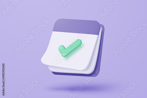 3d calendar date and time for reminder day with notice alert. Calendar clock for schedule appointment and marked notifications alert concept. 3d date reminder icon vector render illustration