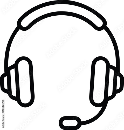 Professional Headset Icon Support, Call Center, Communication