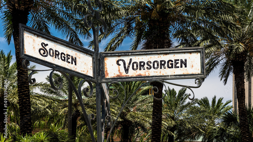 Fototapeta premium Signposts the direct way to precaution versus worries