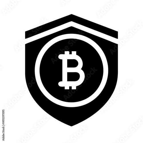 bitcoin shield security protection silhouette on transparent background for web and graphic design