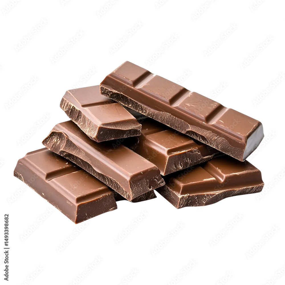 A pile of chocolate bars isolated on a transparent background, PNG file A pile of chocolate bars isolated on a transparent background, PNG file