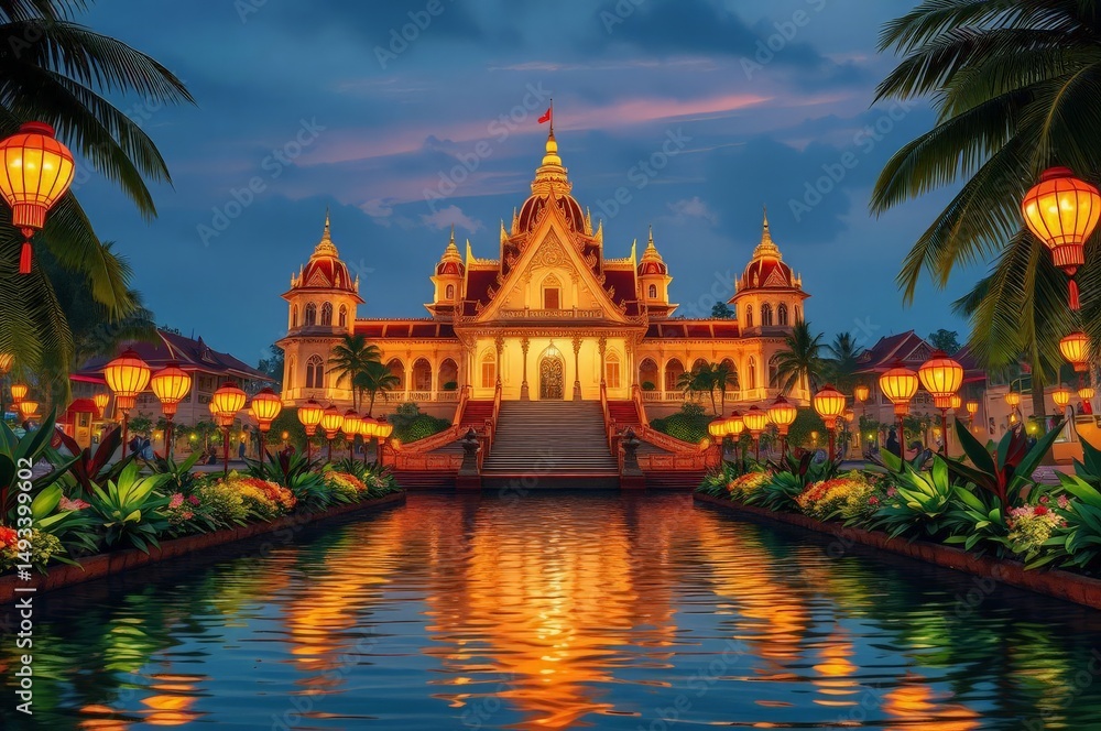 Obraz premium Cambodian Water Festival View