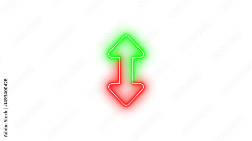 Neon up down icon glowing with transparent background Neon up down icon glowing with transparent background